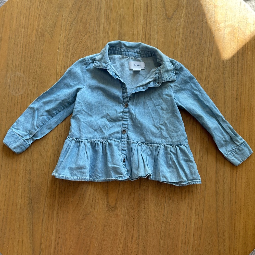 Old Navy Blue Denim Kids Button-Down